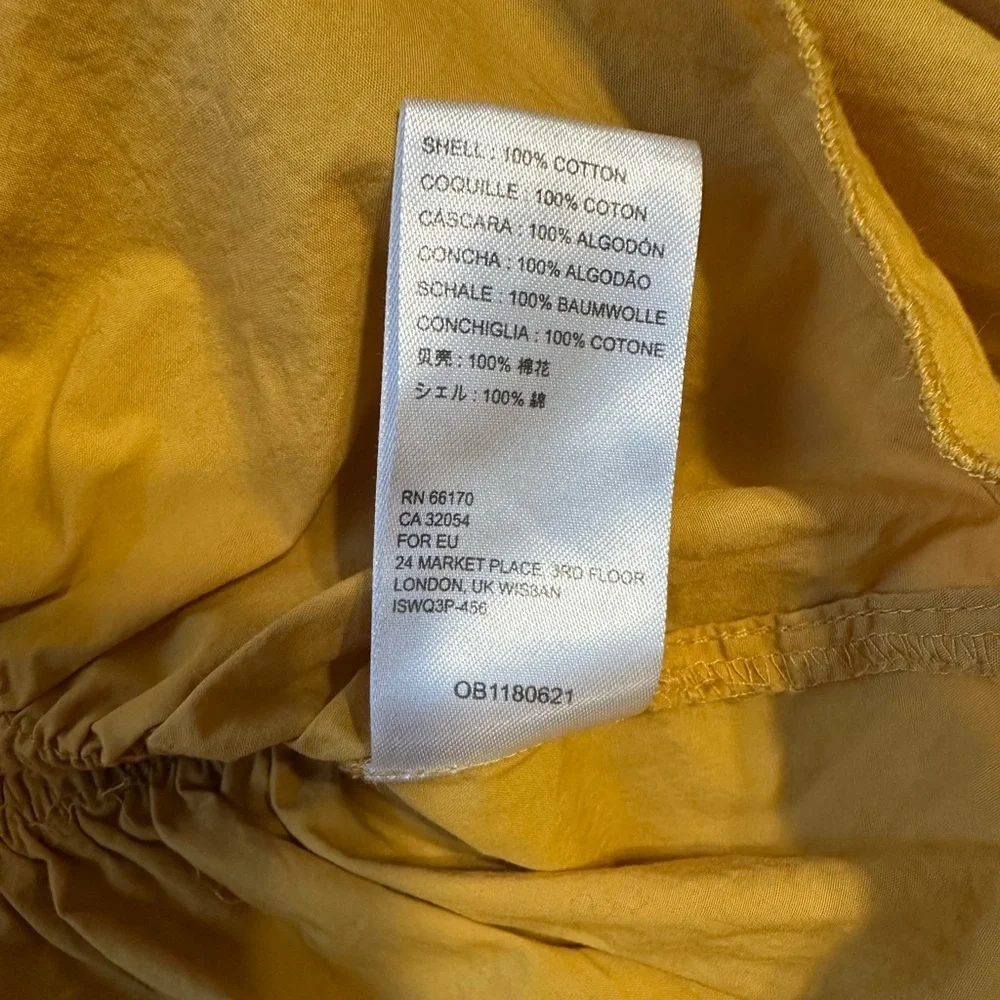 Free People Yellow Smocked Poplin Off The Shoulder Top SP Puff Sleeve Boho